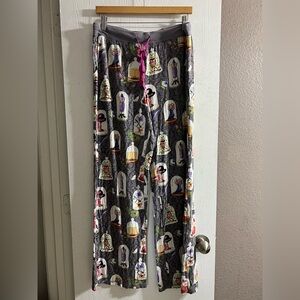Nick & Nora Grey Jar Dress Birds Pajama Pants Sleepwear Cotton Drawstring Sz L